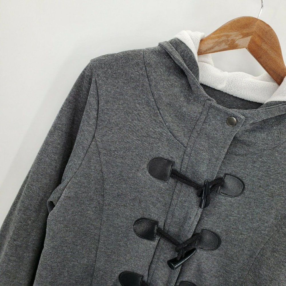 Womens Toggle Duffle Coat Size XL Gray Zip Peacoat - Picture 5 of 10